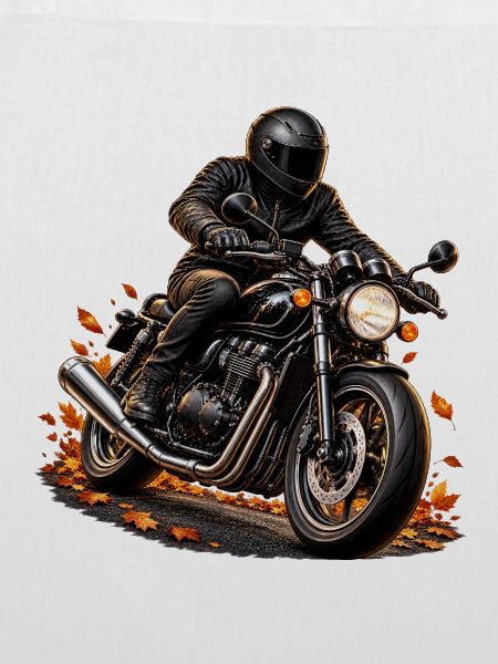 Motorradfahrer im Herbst