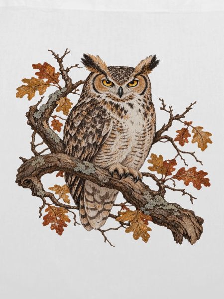 Weise Eule im Herbstzweig
