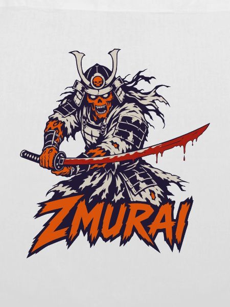 Zombie-Samurai mit blutigem Katana