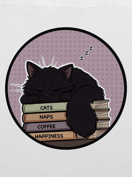 Schläfrige Katze auf Bücherstapel
