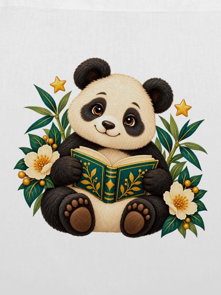 Panda-Leser unter Blumen