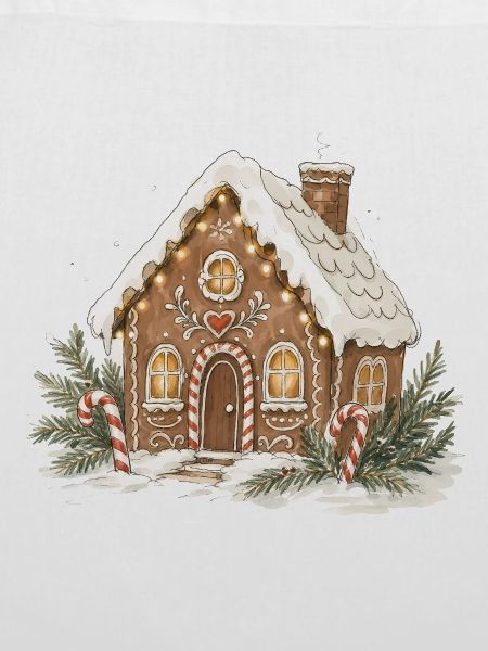 Klassisches Aquarell-Lebkuchenhaus