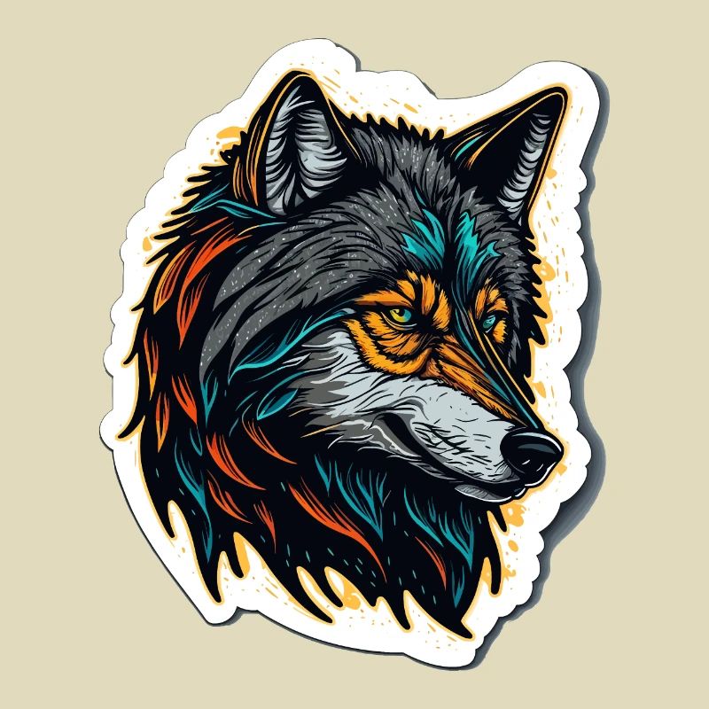 Digitales Malen eines Wolfskopfes