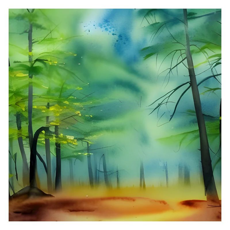 Nebliger Aquarellwald