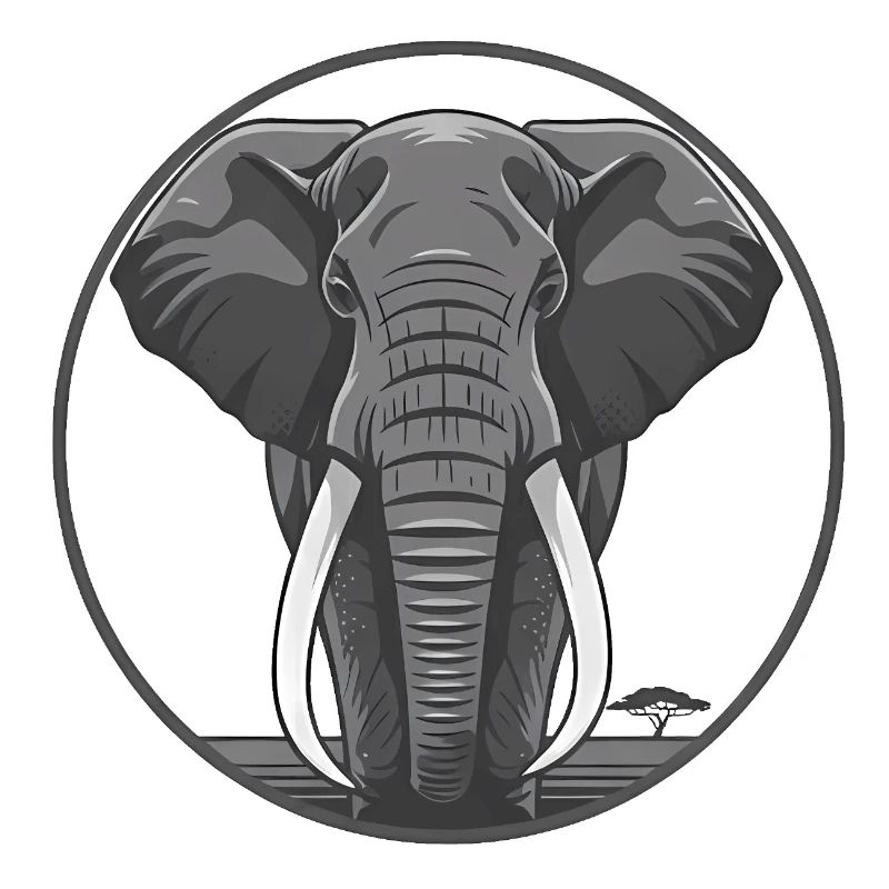 Elephant Head Circle Graphic