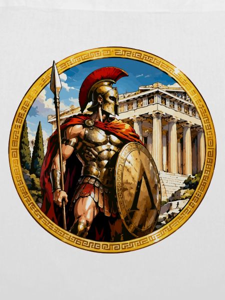 Spartanischer Krieger vor Tempel