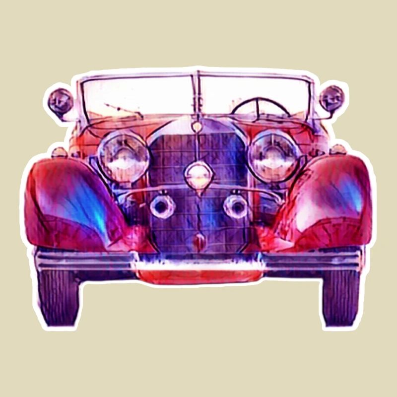Rot-Blauer Klassischer Oldtimer