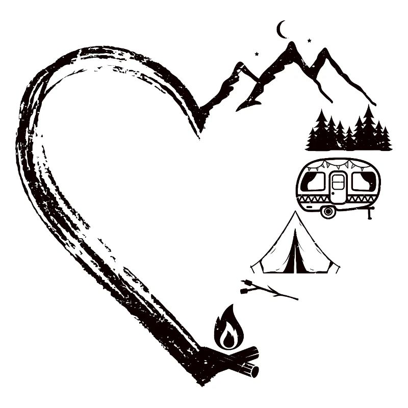 Mountain Heart Camping Patch Design