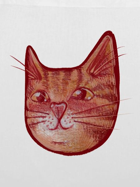 Karmesinrotes Katzen-Aquarellgesicht