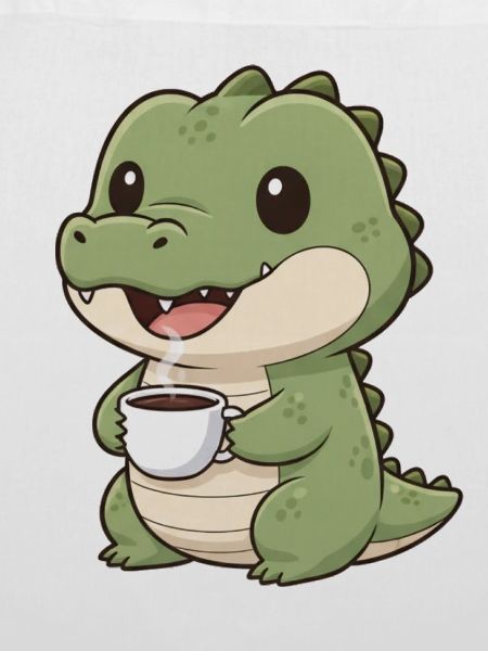 Krokodil mit Kaffee