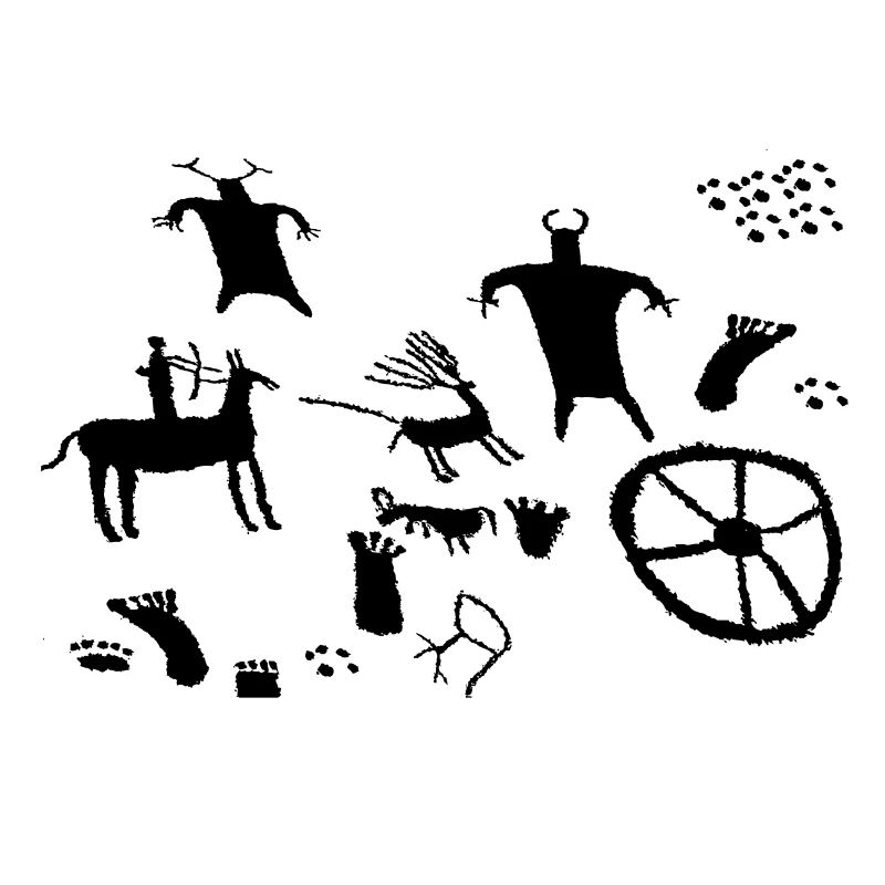 Schwarze Petroglyphe
