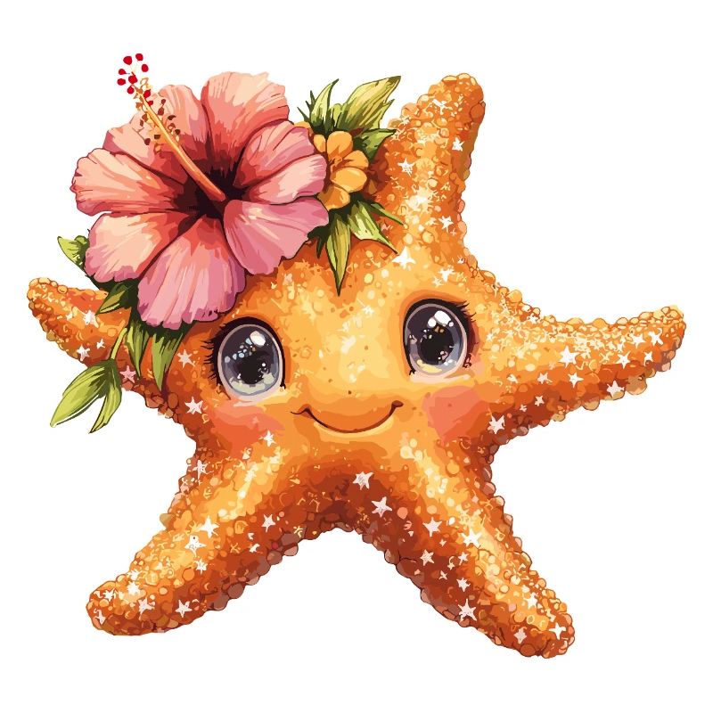 Étoile de mer douce avec fleur d’hibiscus