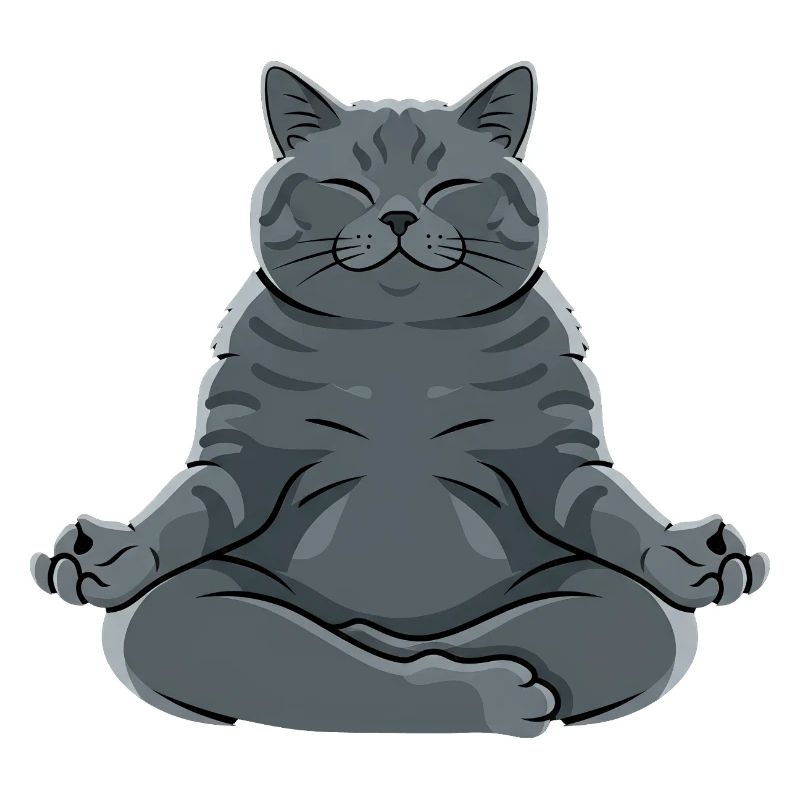 Meditierende Graue Katze