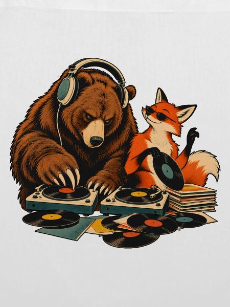 Bär & Fuchs als Vinyl DJs – Musikduo