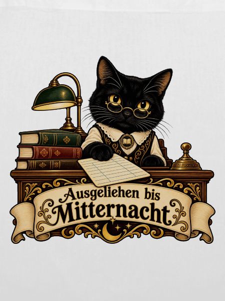 Schwarze Katze als Bibliothekarin