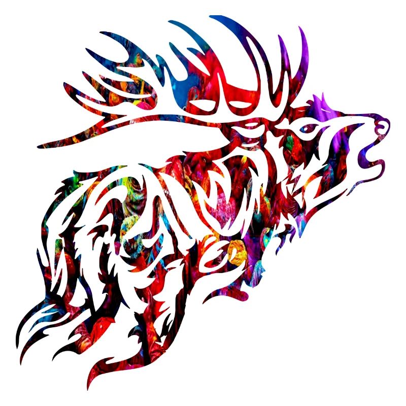 röhrender bunter Hirsch Rotwild