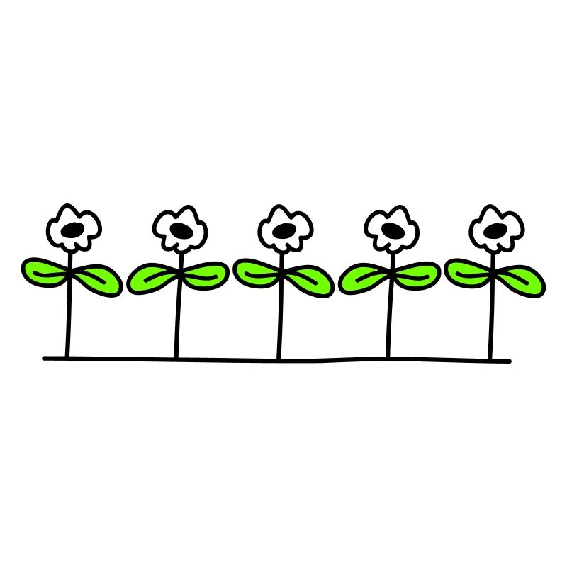 Cinq jolies marguerites 5 fleurs Rangée décorative