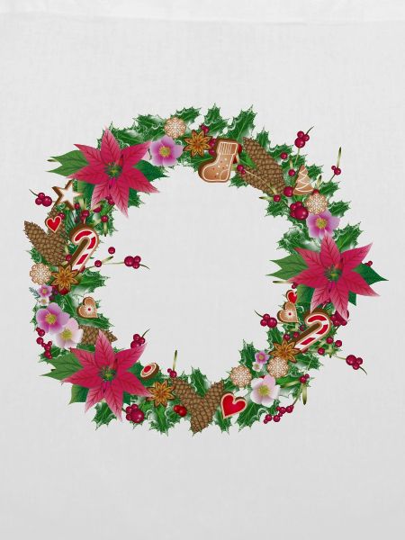 Üppig geschmückter Weihnachtskranz mit Deko