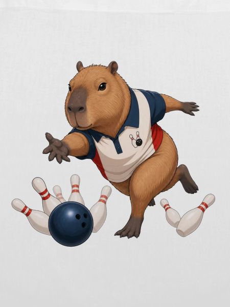 Capybara spielt Bowling