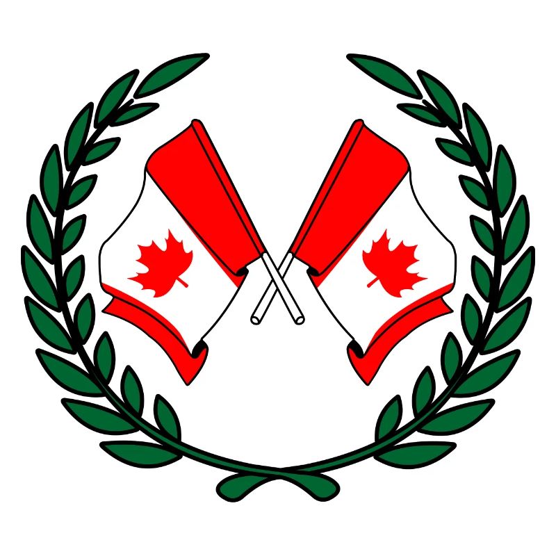 Drapeaux du Canada en couronne de laurier