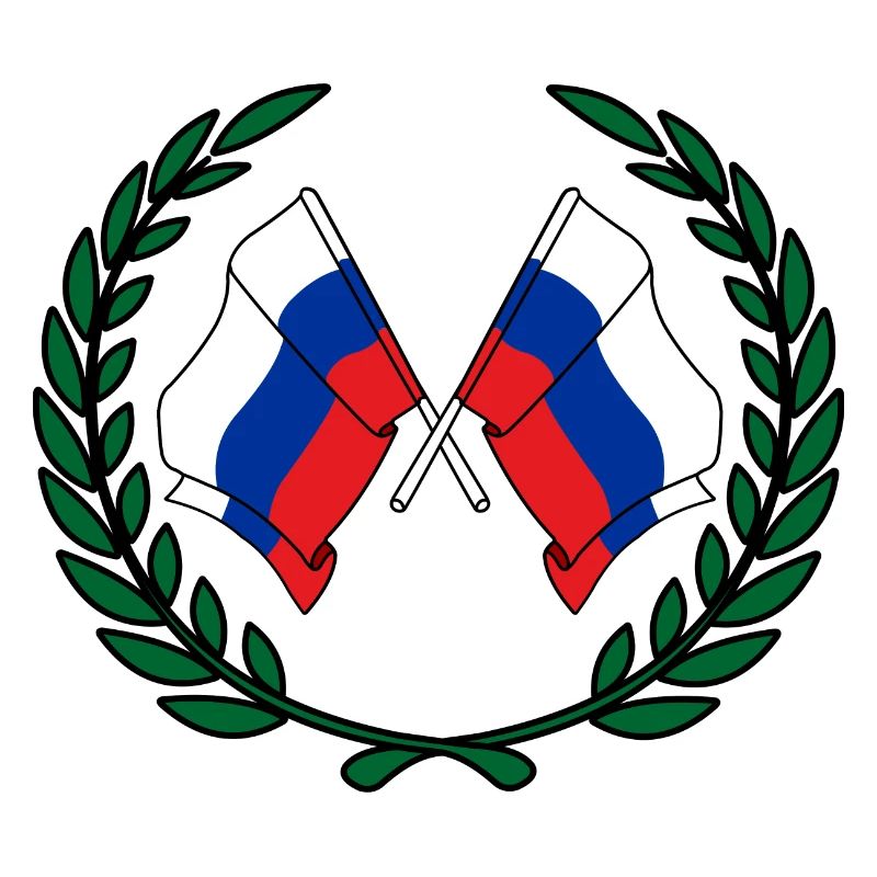 Drapeaux de la Russie en couronne de laurier