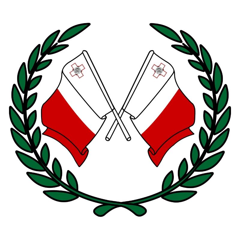 Drapeaux Malte en couronne de laurier