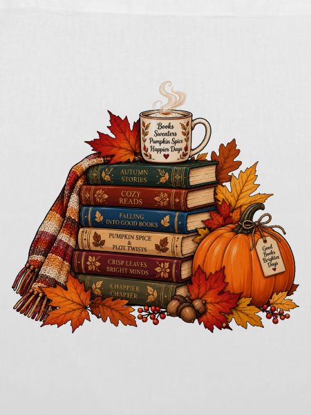Gemütlicher Herbst Bücherstapel