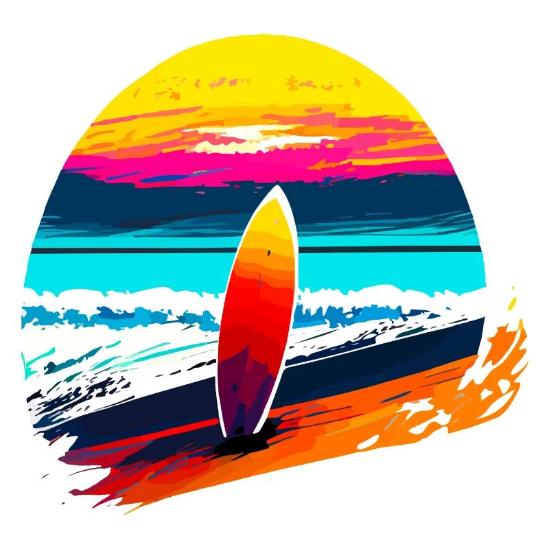 Sunset avec planche de surf