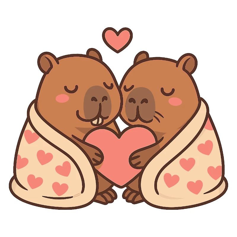 Capybara Paar – Eingekuschelt mit Herzmotiv