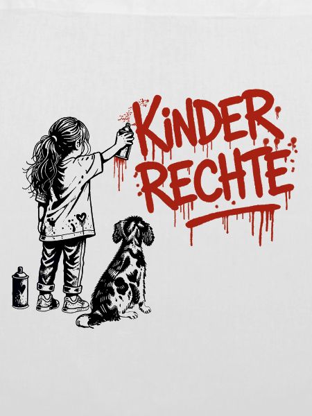 Kinderrechte Graffiti roter Schriftzug