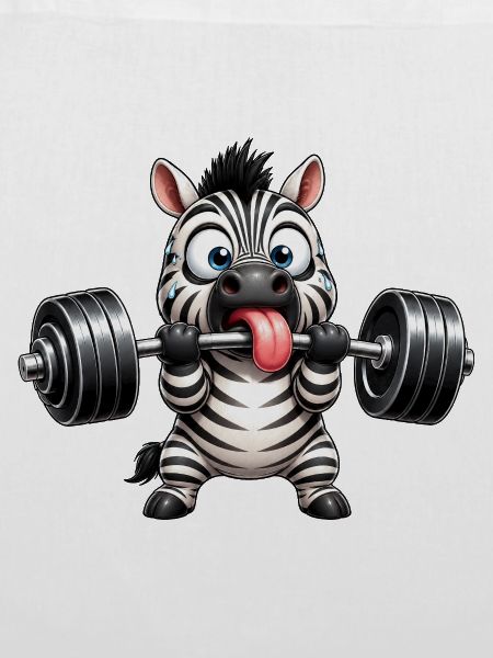 Zebra mit Hantel Comic Bodybuilding Cartoon