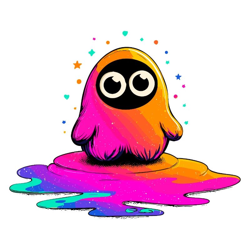 Neon Figur auf Farbklecks
