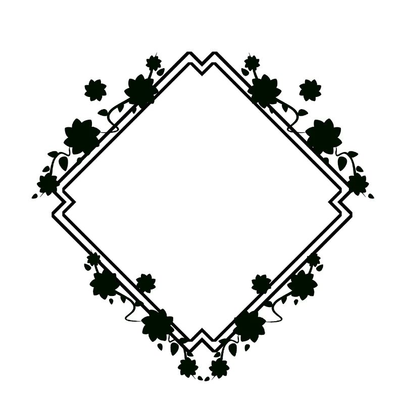 Black frame with floral pattern decoration