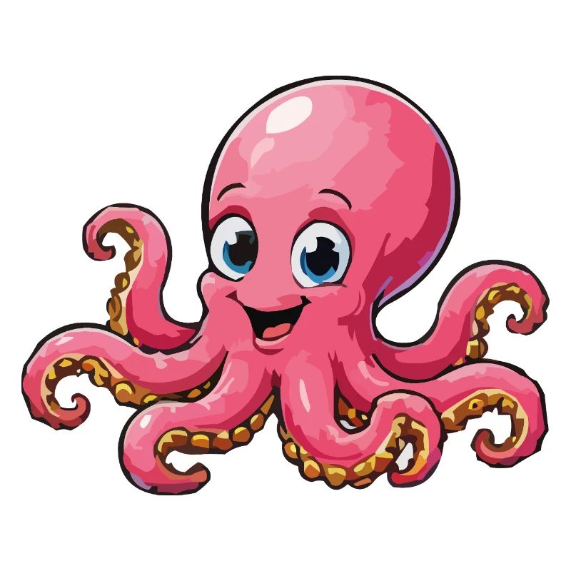 Cuddly Pink Octopus Cartoon
