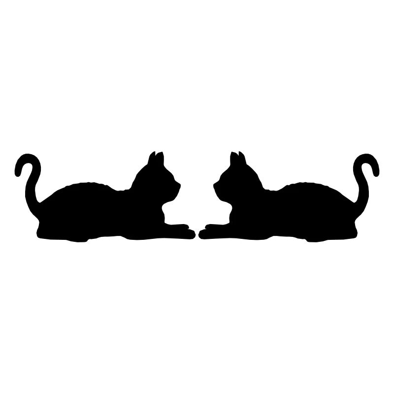 2 silhouette de chats couchés