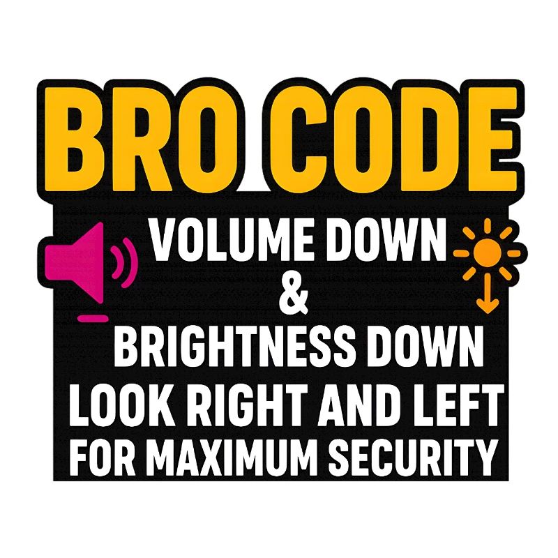 Bro Code Volume Down Look Right Left, Funny 