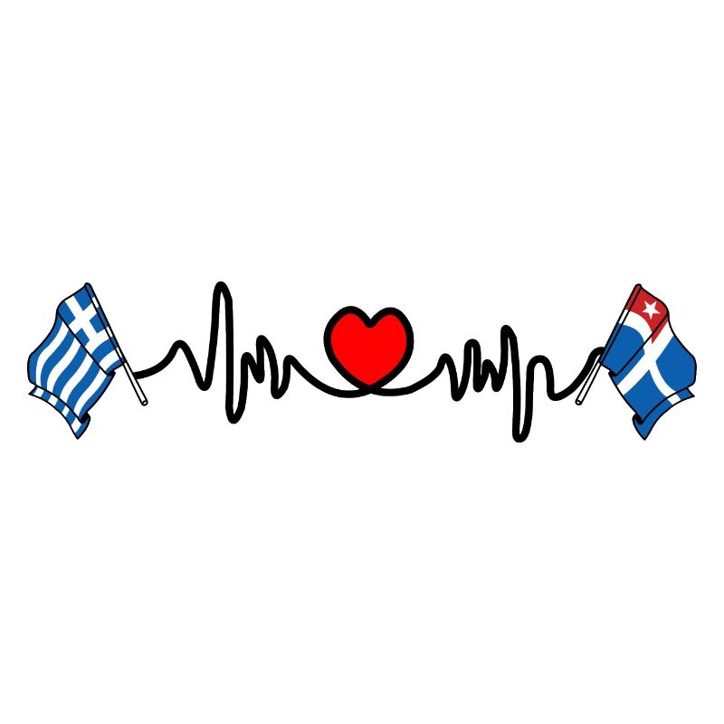 Cardio cardiaque avec drapeau de la Grèce et drapeau de la Crète