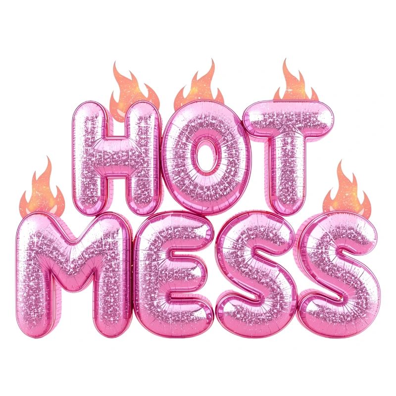 Hot Mess Pink 3D Bubble Typography