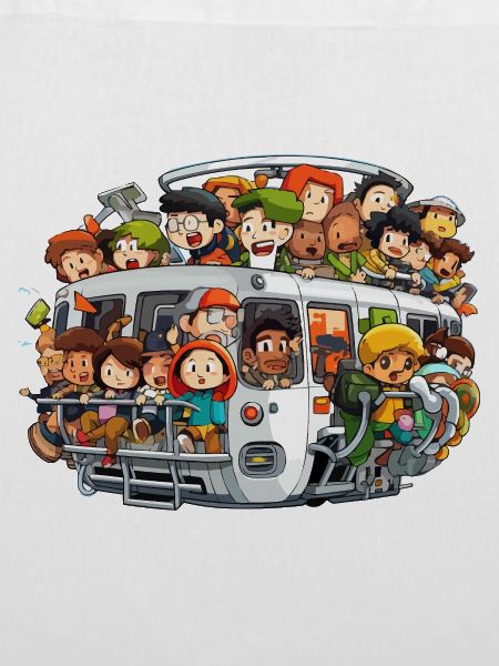 Bunt besetzte Bus Szene