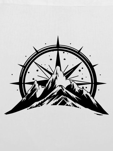 Compass With Mountain Silhouette