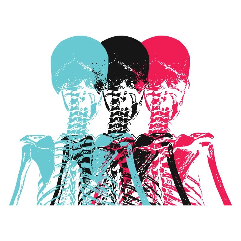 Pop Art Skeleton Neon Retro Design