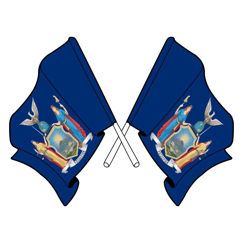 de petits drapeaux traversaient New York