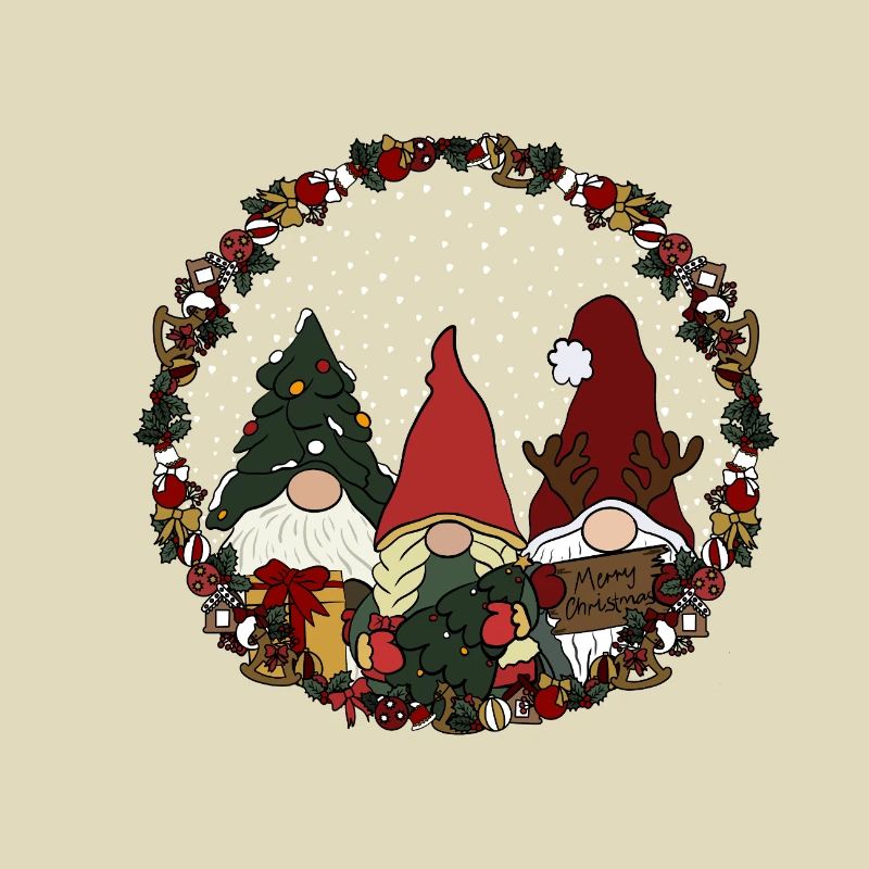 Wichtel  im Weihnachtskranz