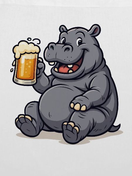 Nilpferd mit Pint Bierfreude