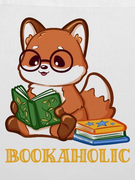 Cartoon Fuchs mit Buch beim Lesen 