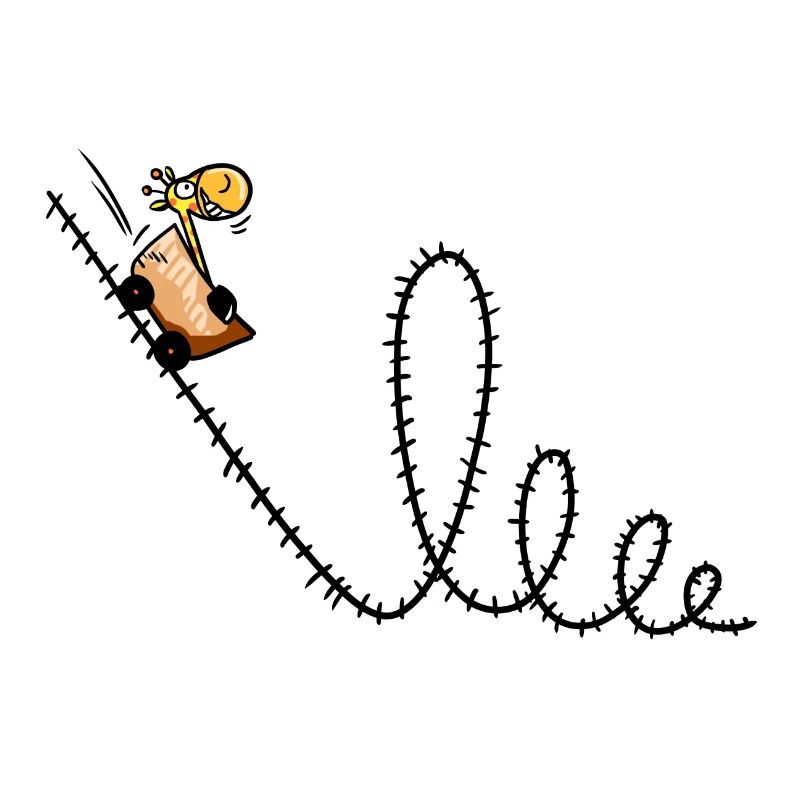 Giraffe rides a roller coaster - Louping - Park