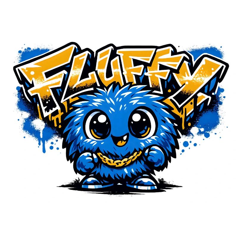 Fluffy Graffiti Blaues Maskottchen