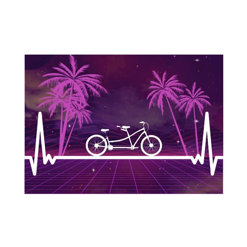 Ein Tandem in Retrowave mit einem Herzschlag.