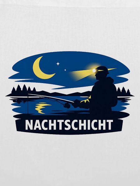 Nachtfischer Silhouette bei Mondschein