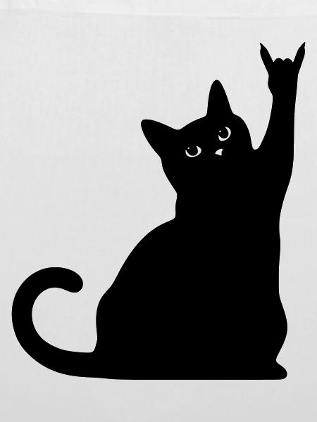 Schwarze Katze – Devil Horns Silhouette